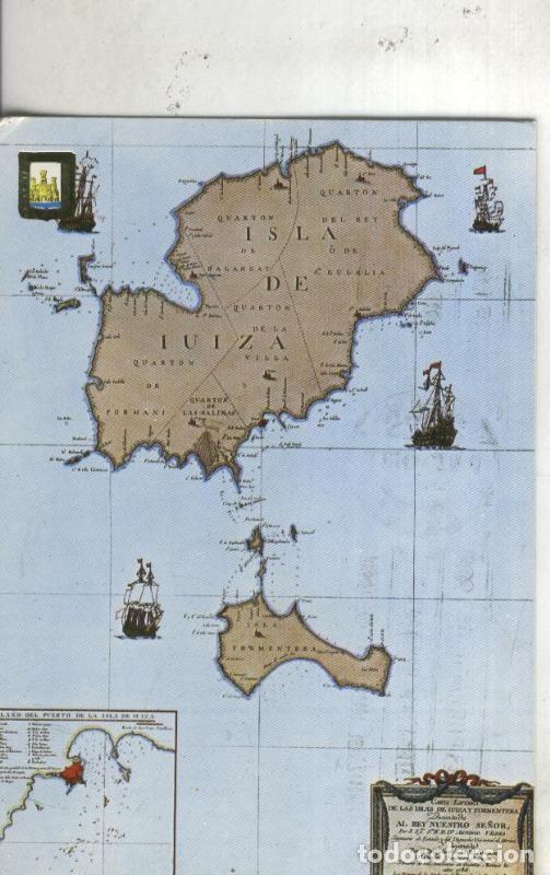 Postales: Postal 4698 : Mapa antiguo de Ibiza - Varios - Foto 1