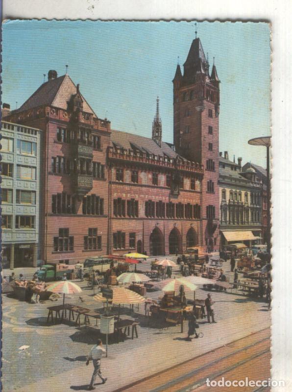 Postcards: Postal 4949 : Ayuntamiento con la Plaza del Mercado en Basilea - Varios