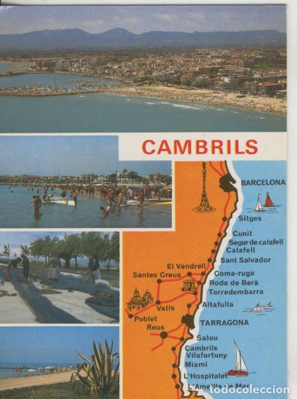 Postkarten: Postal 009974: Vistas varias y plano costa de Cambrils en Tarragona - Varios