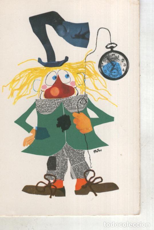 Cartoline: Postal 015050: Payaso con reloj, ilustracion de Mateu - Varios