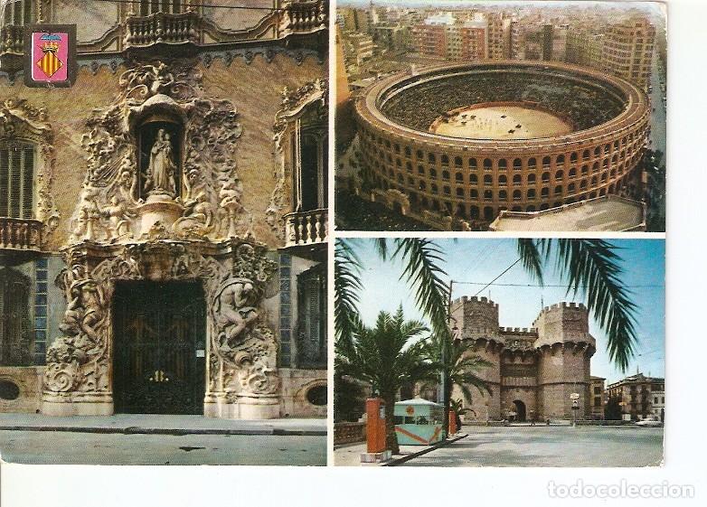 Postcards: Postal 020119 : Palacio del Marques de Dos Aguilas. Plaza de toros. Torres de Serranos (Valencia) -