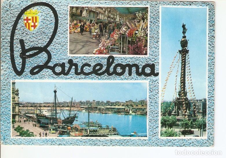 Cartoline: Postal 022458 : Puerto Colon - Rambla de las Flores (Barcelona) - Varios
