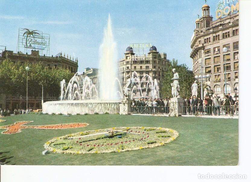 Postkarten: Postal 023307 : Plaza Catalu&ntilde;a, reloj Floral, Barcelona - Varios