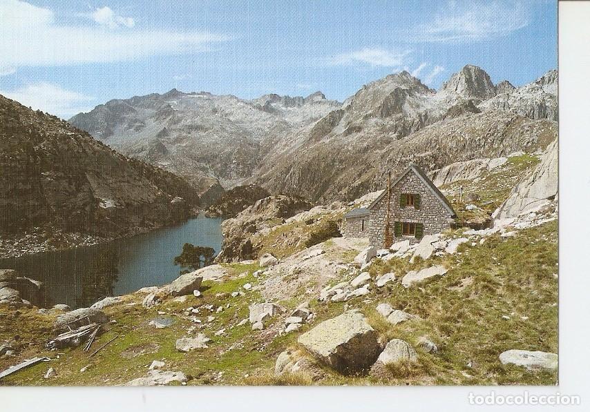 Cartoline: Postal 027918 : Boi (Lleida), Pirineu Catal&agrave;. Refugi Joan Ventosa Calvell i al fons Pic Coma Lo Form