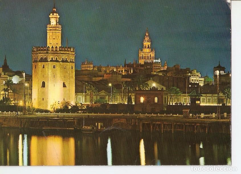 Postais: Postal 028524 : Sevilla, Torreo del Oro y Giralda nocturna - Varios