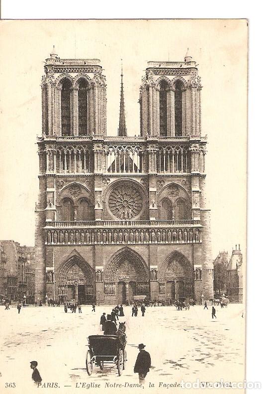 Postais: Postal 028373 : Paris, leglise Notre-Dame, la Fa&ccedil;ade - Varios