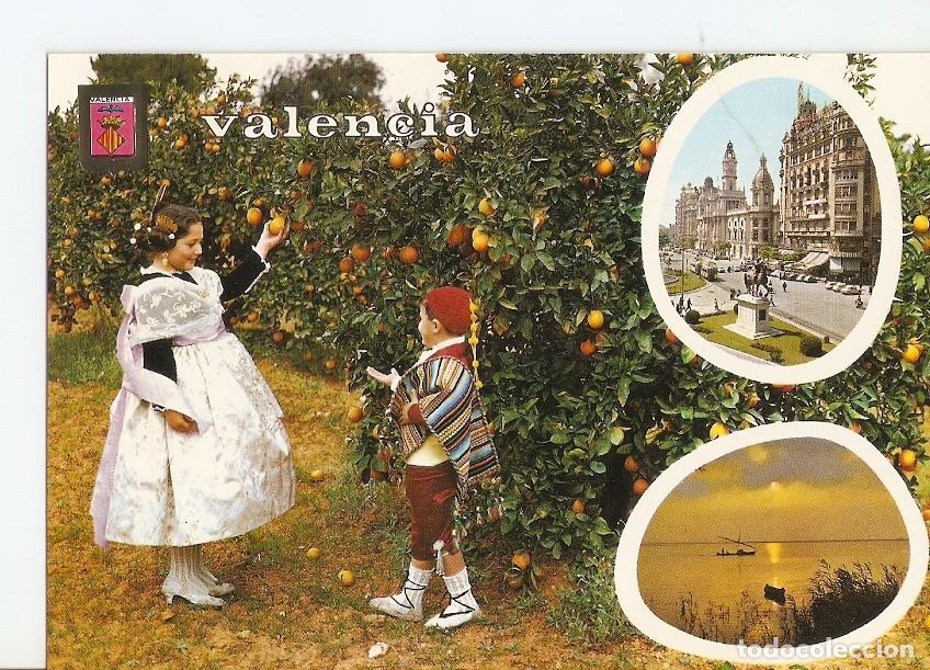 Cartoline: Postal 028460 : Valencia, Entre naranjos, Plaza del Caudillo, Albufera - Varios