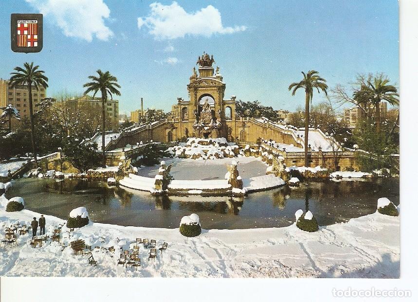 Cartes Postales: Postal 024519 : Cascada del Parque de la Ciudadela. Barcelona. Nevada - Varios