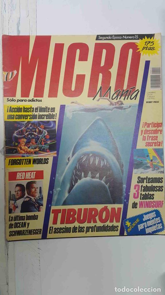 Postales: Revista Micromania Segunda Epoca num 15, A&ntilde;o V agosto 1989. Tema portada Tiburon - NULL