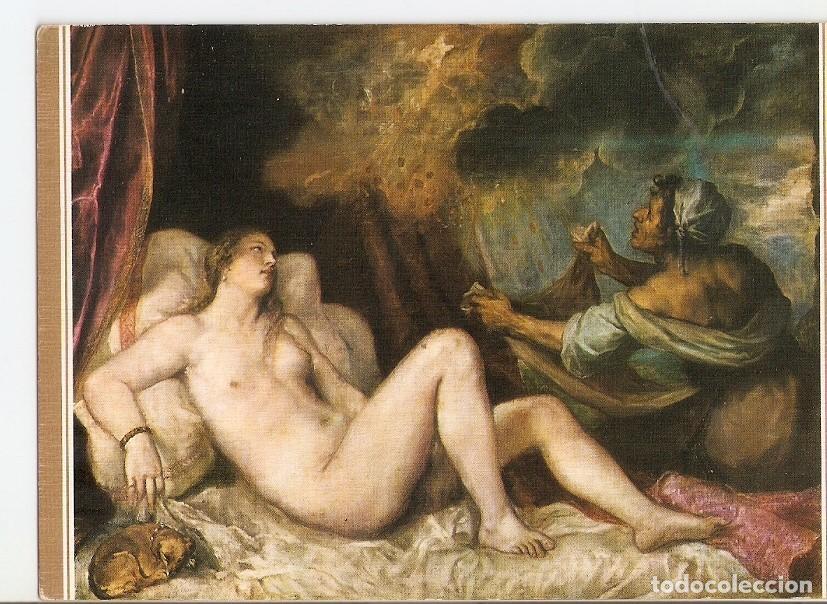 Cartoline: Postal 025315 : Danae recibiendo la Lluvia de Oro. Tiziano. Museo del Prado - Varios
