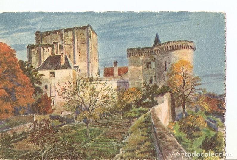 Postales: Postal 026808 : Pintura. La Douce France - Chateaux de la Loire. Le Donjon et la Tour Louis XI - Var