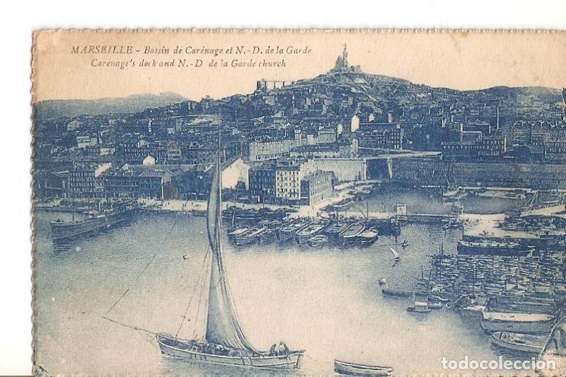 Postkarten: Postal 026753 : Dibujo. Marseille - Bassin de Carenage et N. D. de la Garde Carenages deck and N.-D