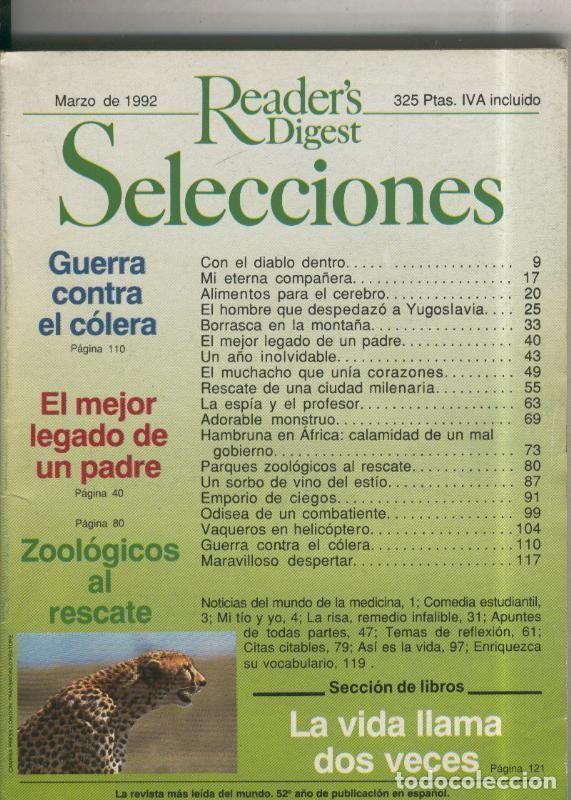 Postales: Selecciones del Readers Digest: 1992 marzo - Varios
