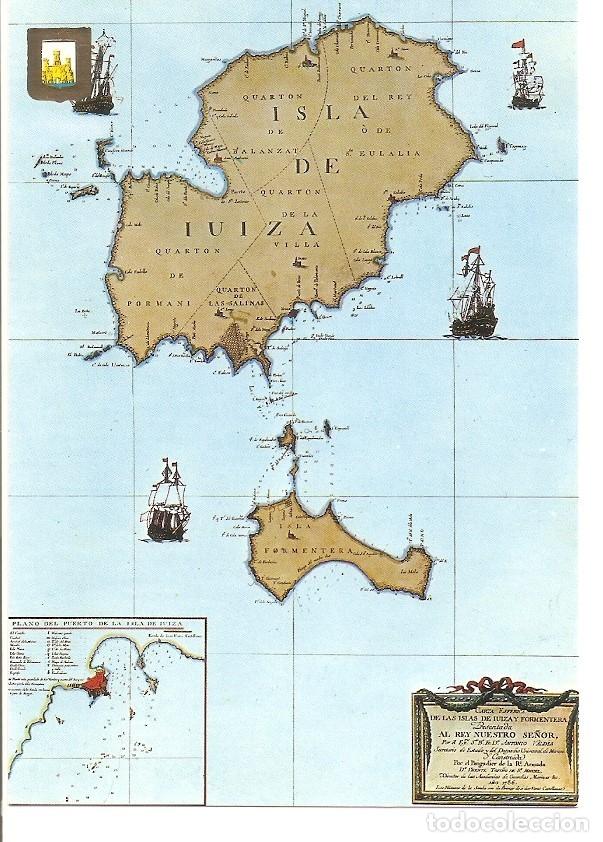 Postkarten: Postal 032479 : Ibiza. Isla Blanca mapa antiguo de Ibiza - Varios