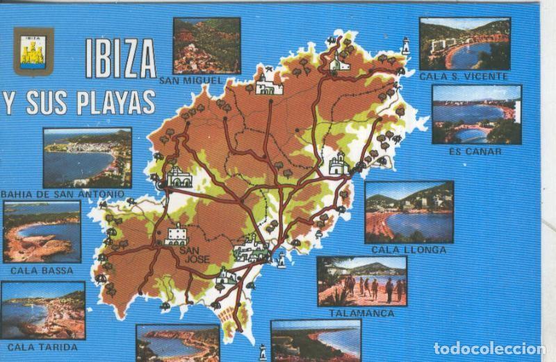 Postkarten: Postal 005279 : Plano isla y vistas varias de Ibiza - Varios