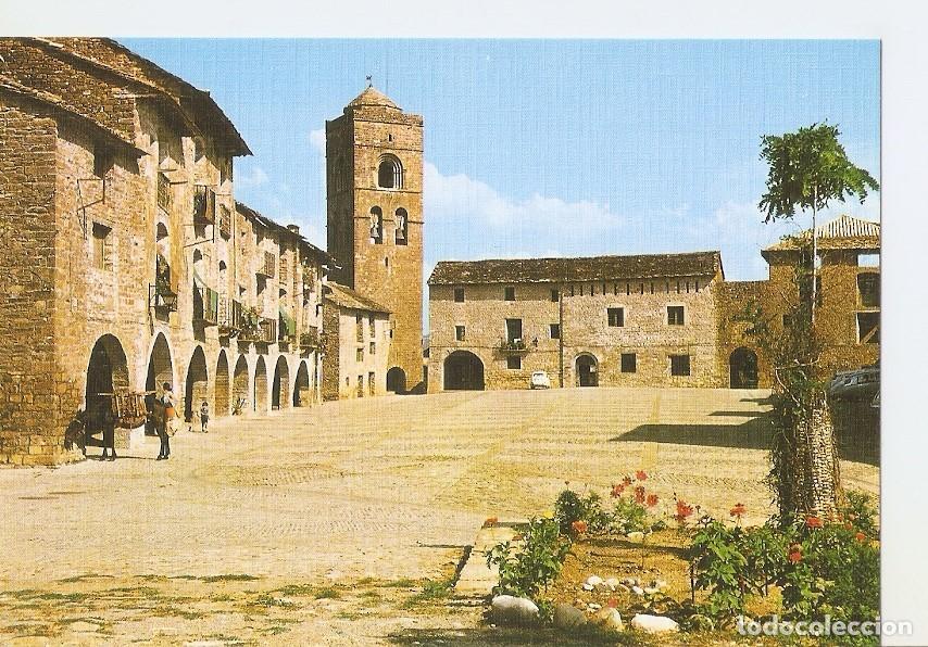 Postkarten: Postal 033035 : Ainsa (Pirineo Aragones) plaza de Espa&ntilde;a (Monumento Nacional) iglesia romanica de Sa