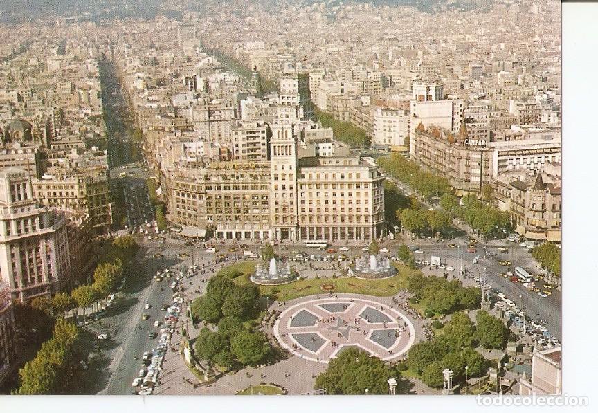Cartoline: Postal 035464 : Barcelona vista en Helicoptero. Plaza de Catalu&ntilde;a - Varios