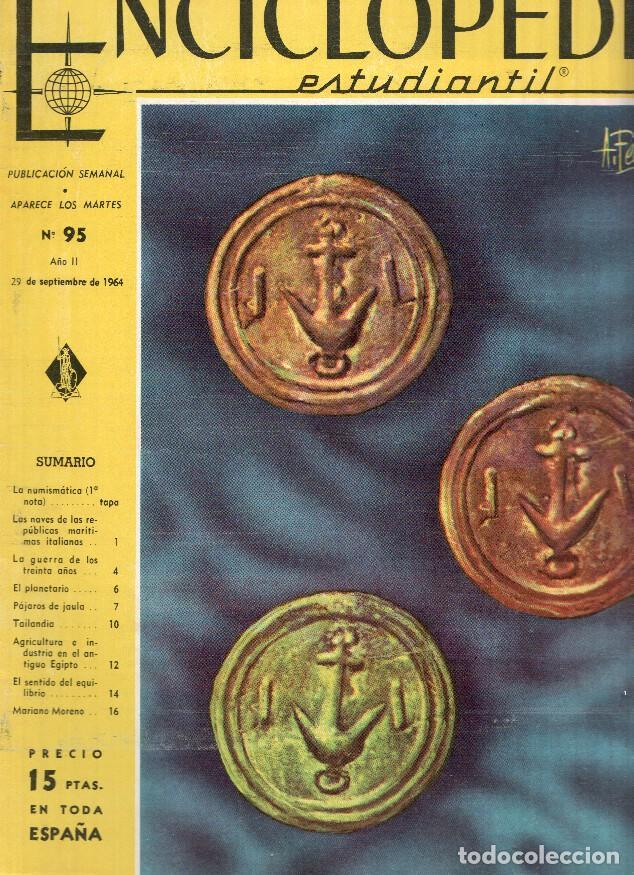 Cartoline: Enciclopedia Estudiantil numero 095 (1964): Mariano Moreno, Tailandia, La guerra de los treinta a&ntilde;os