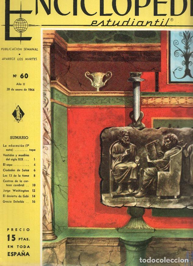 Cartoline: Enciclopedia Estudiantil numero 060 (1964): Gracia Deledda, Jorge Washington, El desierto de Gobi -