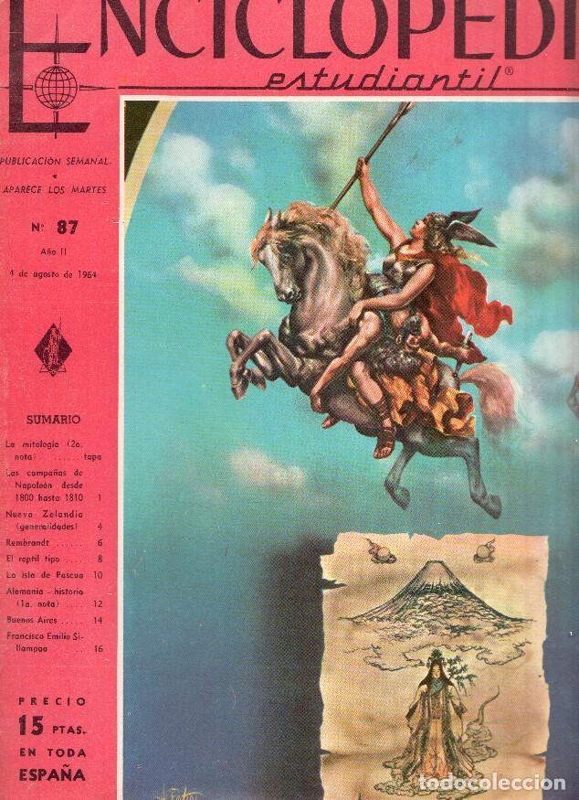 Postais: Enciclopedia Estudiantil numero 087 (1964): Francisco Emilio sillampoa, Buenos Aires, Nueva Zelanda,