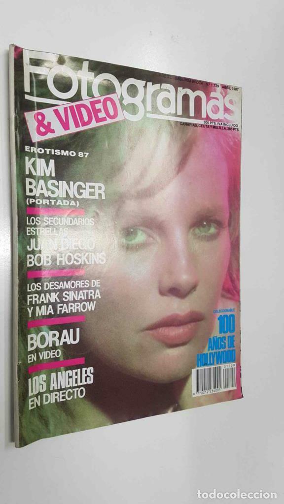 Postkarten: Fotogragramas y video: num 1729, 2a epoca, abril 1987. Portada: Kim Basinger, coleccionable: 100 a&ntilde;o