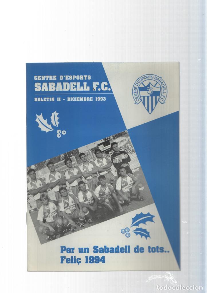 Postales: Centre d esports Sabadell F.C. butlleti II: Diciembre 1993_ Per un Sabadell - varios