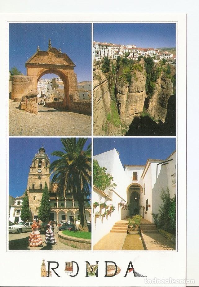 Postales: Postal 044214 : Malaga. Ronda (puerta de Felipe V casas colgadas Iglesia Santa Maria la Mayor y pala