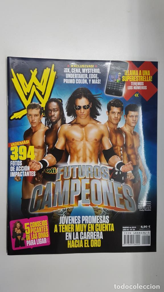 Postales: Revista lucha libre: WWE Magazine a&ntilde;o III num 23, enero 2010. Futuros campeones. Poster de John Morr