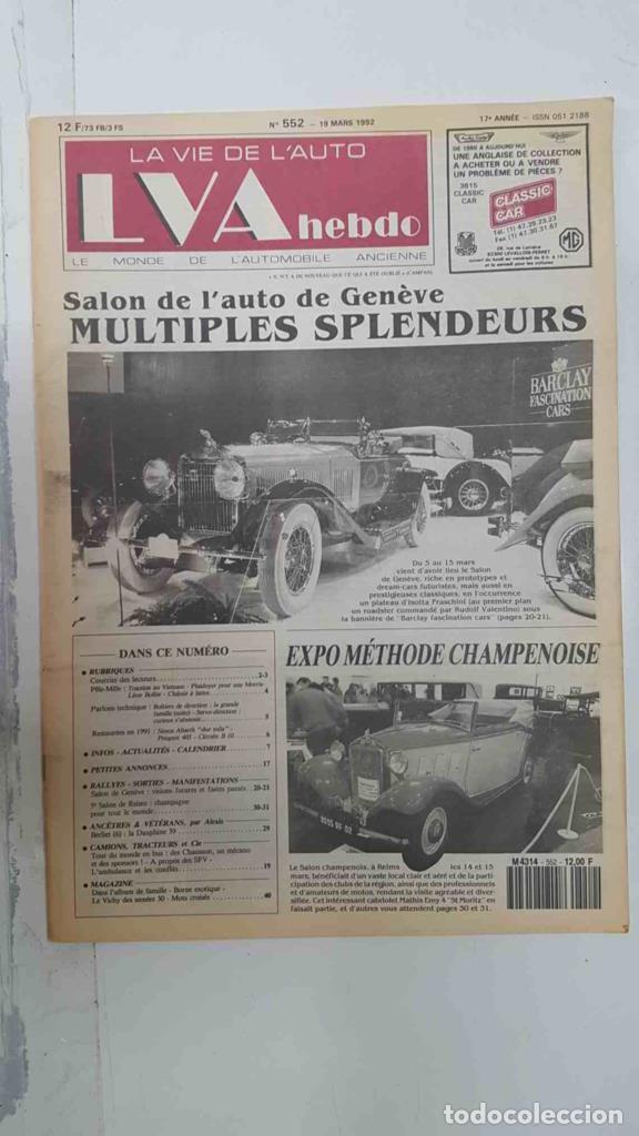 Postales: Revista, Magazine: La Vie de l'Auto LVA Hebdo num 552, 19 mars 1992 - Salon de l'auto de Gen&egrave;ve Mult
