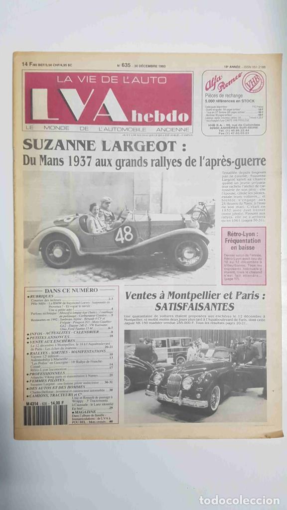 Postales: Revista, Magazine: La Vie de l'Auto LVA Hebdo num 635, 30 dec&eacute;mbre 1993 - Suzanne Largeot du Mans 19