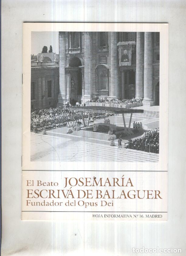 Cartoline: Jose Maria Escriva de Balaguer, oja informativa numero 16 (1993) - varios