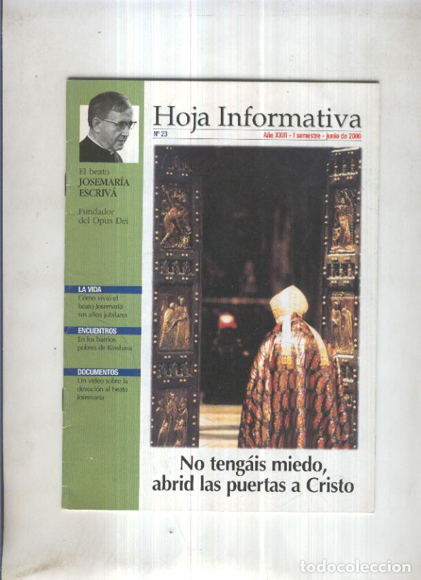 Cartoline: Jose Maria Escriva de Balaguer, oja informativa numero 23 , junio 2000 - varios