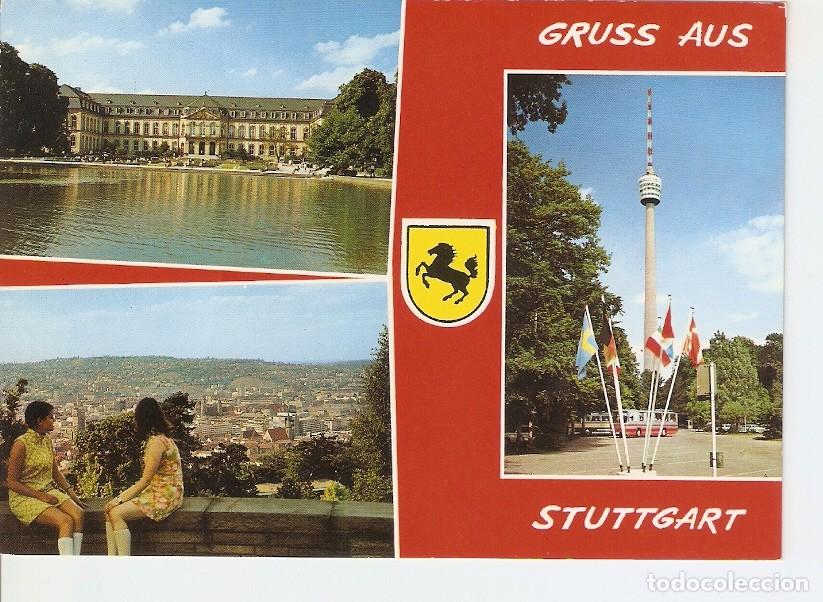 Postkarten: Postal 023304 : Neues Scholoss blick von der Villa Weissenburg Fernsehtum, Stuttgart - Varios