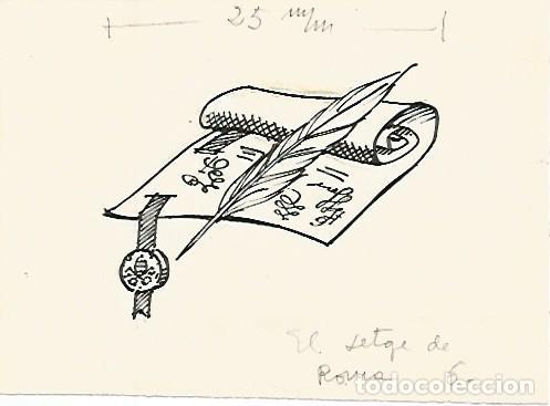 Cartoline: DIBUJO 3642: BOCETO NUMERO 6 EN TINTA NEGRA PARA EL SETGE DE ROMA - D IVORI
