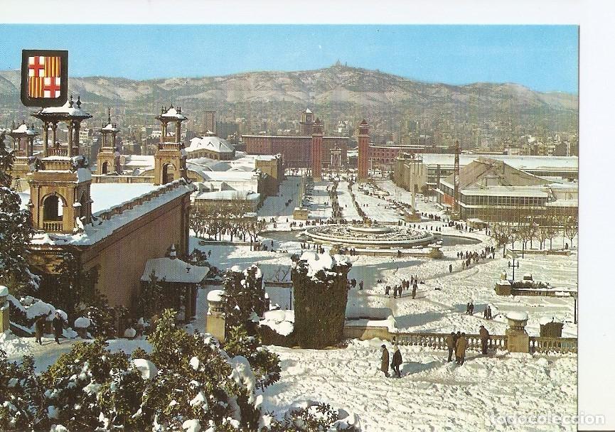 Postais: Postal 024520 : Fuente Monumental de Montjuich. Barcelona. Nevada - Varios