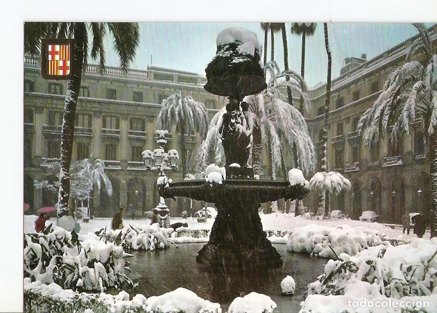 Postais: Postal 024524 : Barcelona. Nevada. Plaza Real - Varios