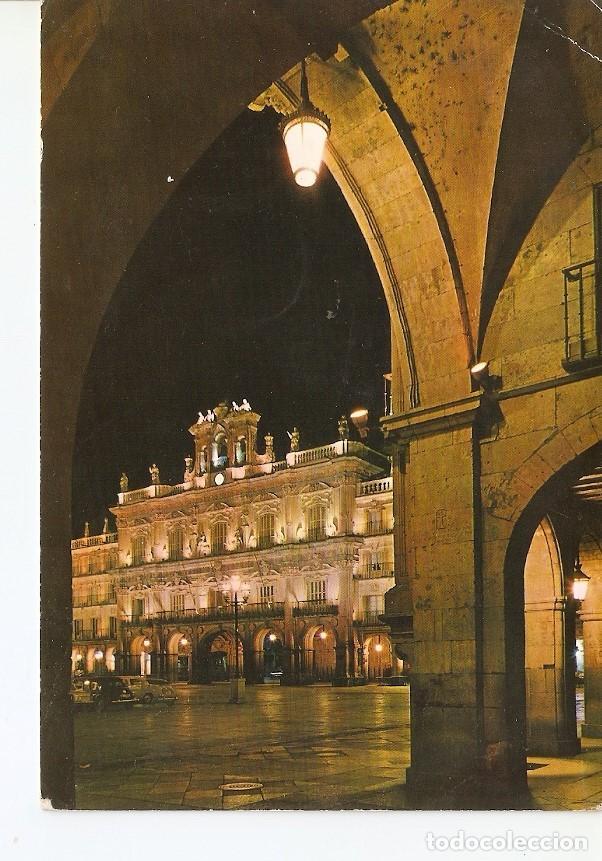 Postales: Postal 026036 : Plaza Mayor y Ayuntamiento de noche. Salamanca - Varios
