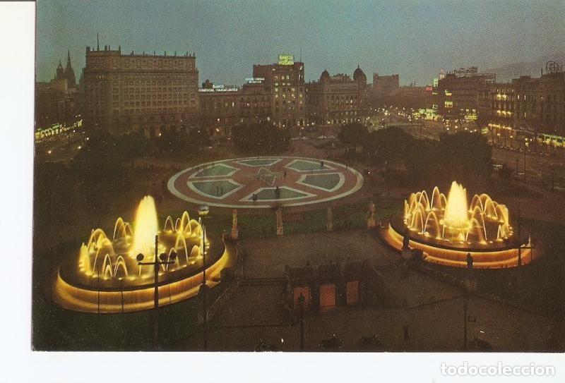 Cartes Postales: Postal 028737 : Plaza Catalu&ntilde;a de noche, Barcelona - Varios