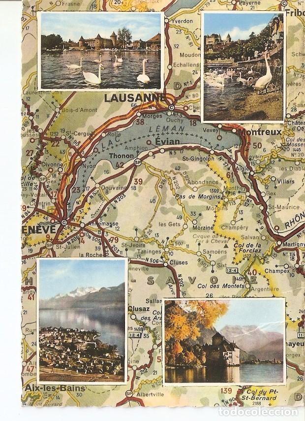 Postais: Postal 033889 : Carte du Lac Leman Avec vues de Morges - Nyon - Varios