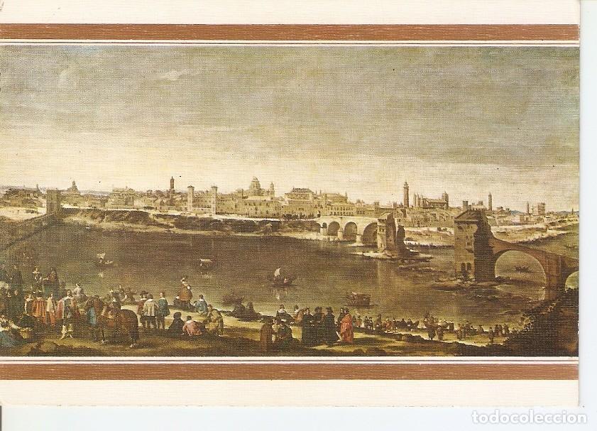 Postales: Postal 035163 : Velazquez y Mazo. Vista de la Ciudad de Zaragoza. Museo del Prado - Varios