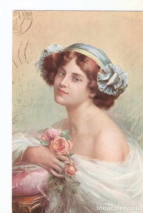Postcards: Postal 036116 : Chica con rosas en la mano - Varios