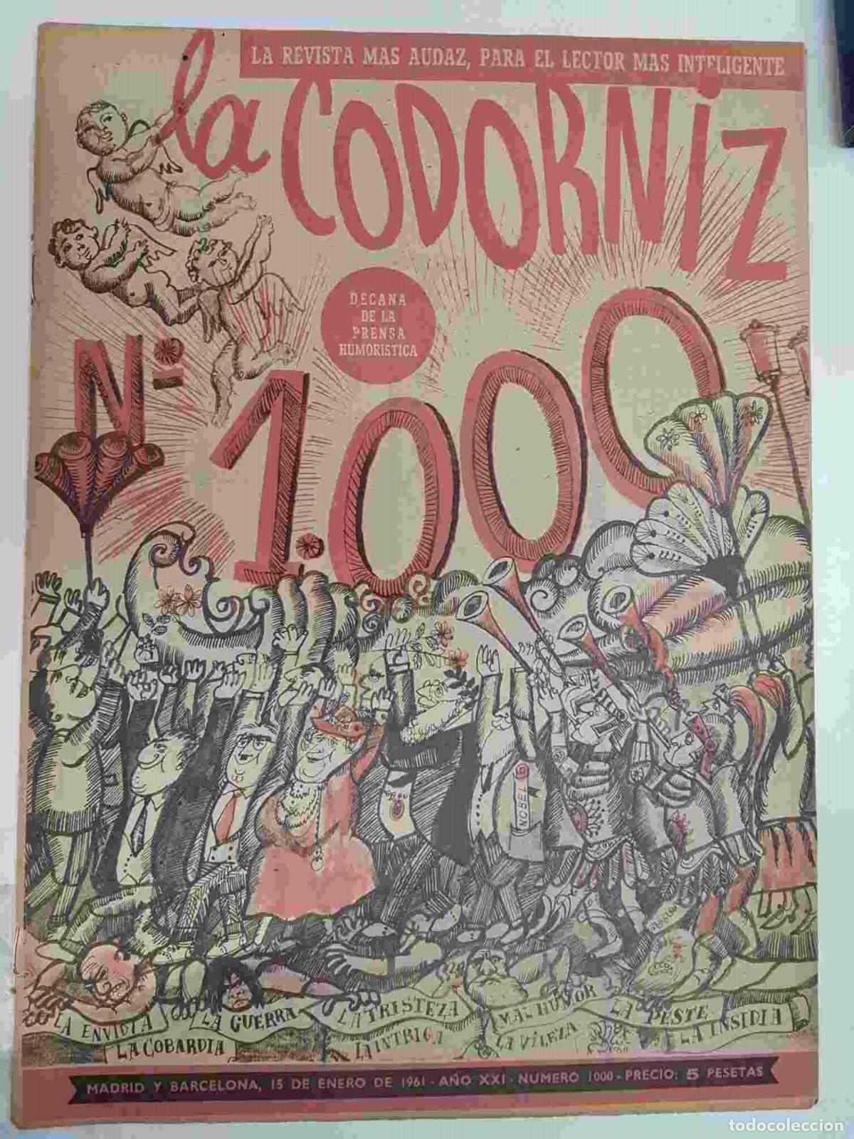 Postales: Revista la Codorniz: num 1000, A&ntilde;o XXI, 15 de Enero de 1961