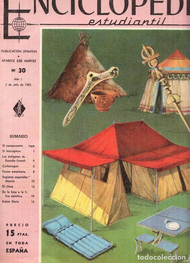 Postkarten: Enciclopedia Estudiantil numero 030 (1963): Ruben Dario, Carlomagno, El helicoptero - varios