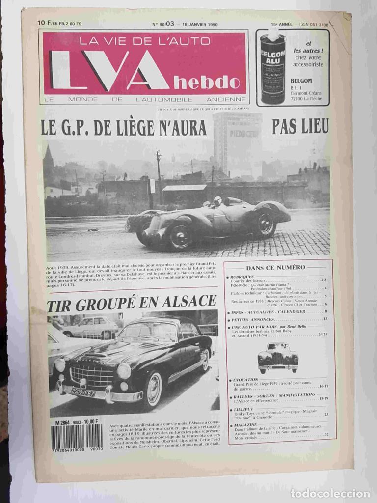 Postales: Revista, Magazine: La Vie de l'Auto LVA hebdo num 90/3, 18 janvier 1990 - Le G.P. de Liege N'Aura p