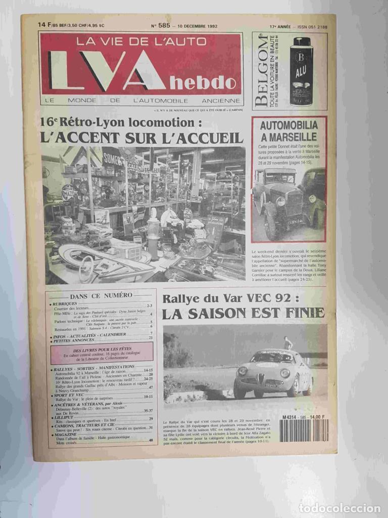 Postales: Revista, Magazine: La Vie de l'Auto LVA hebdo num 585, 10 decembre 1992 - 16e Retro-Lyon locomotion