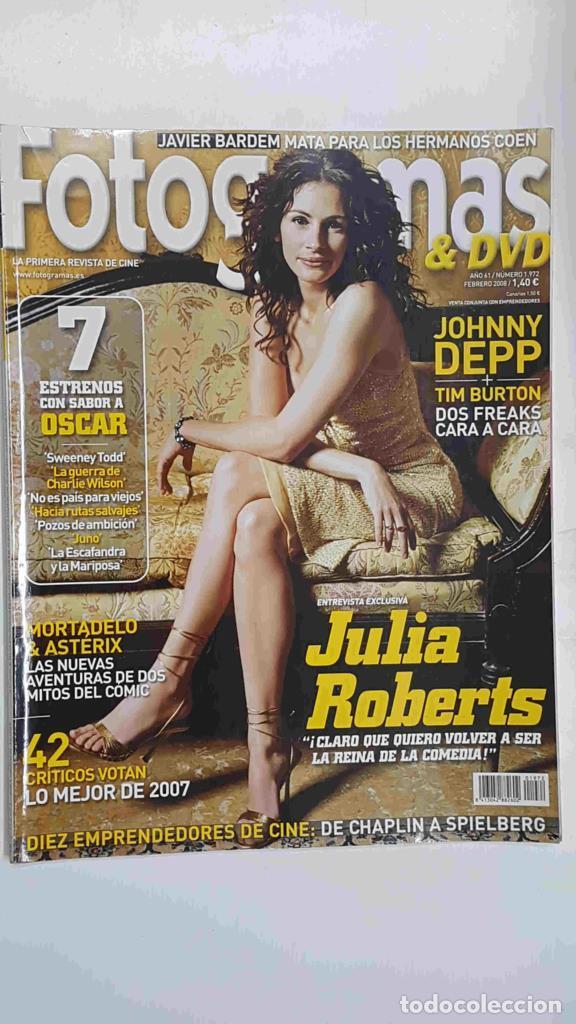 Postkarten: Revista Fotogramas & DVD: numero 1972 / a&ntilde;o 61, febrero 2008 - Portada Julia Roberts (entrevista exc