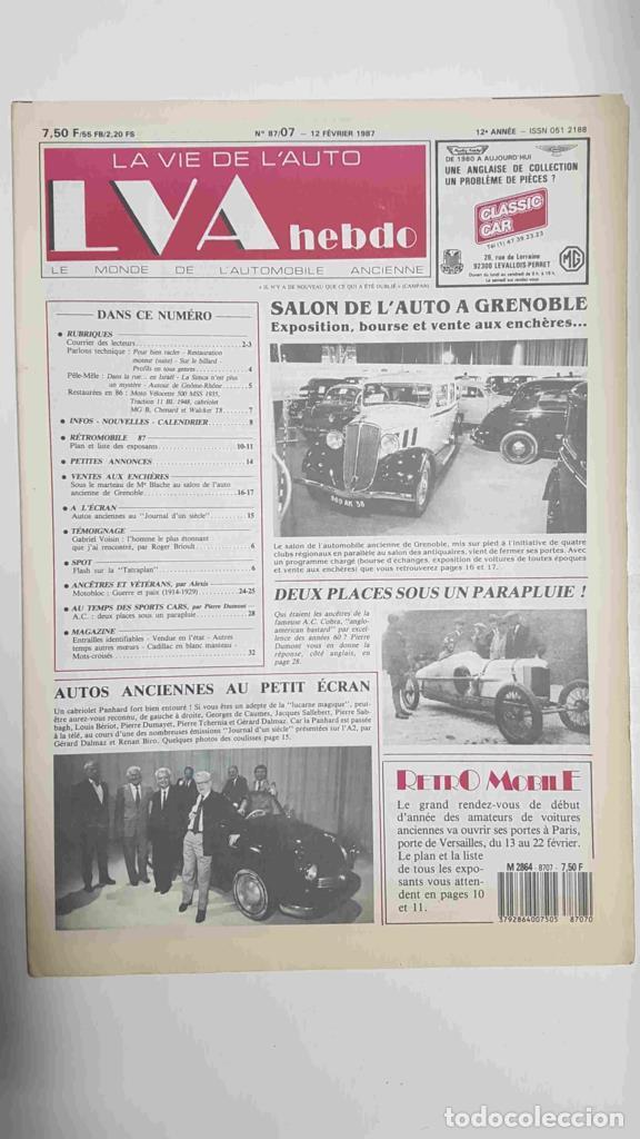Postales: Revista, Magazine: La Vie de l'Auto LVA Hebdo num 87/07, 12 f&eacute;vrier 1987 - Salon de l'auto a Grenobl