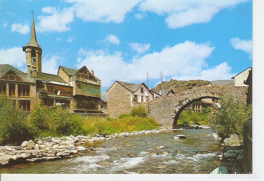 Postkarten: Postal 045150 : Esterri de Aneu. Vista parcial y Pte. Romanico sobre el rio Noguera Pallaresa - Vari