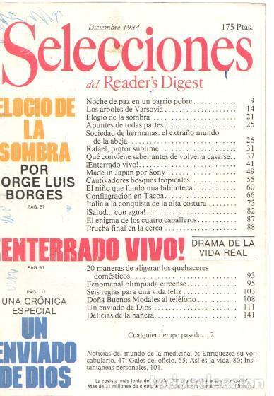 Cartoline: Selecciones del Reader s Digest. diciembre 1984: Elogio de la sombra, por Jorge - varios