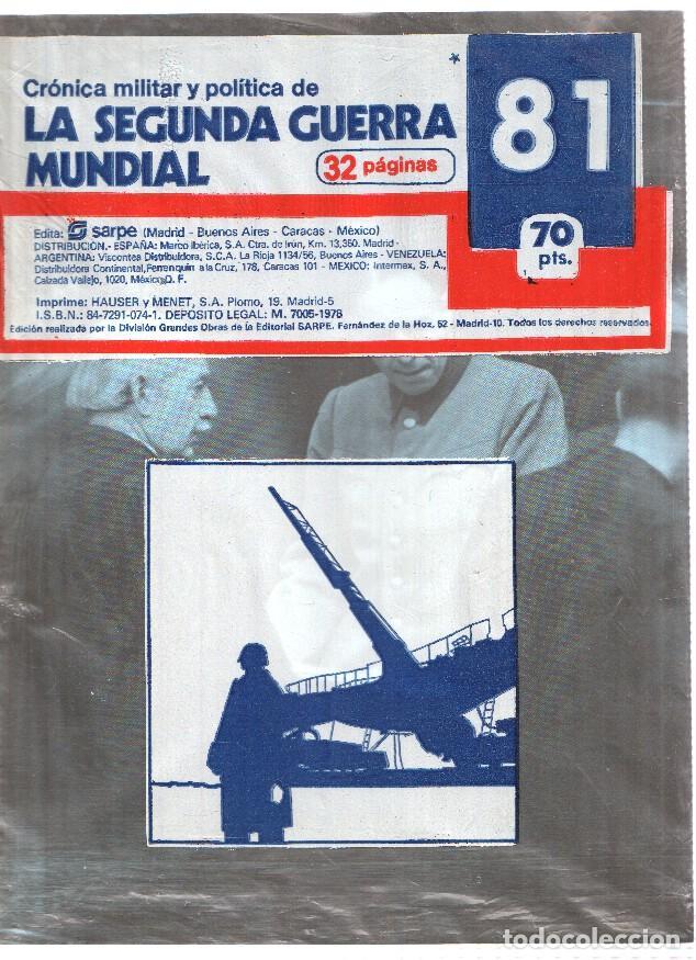 Postales: Fasciculo: Cronica Militar y Politica de LA SEGUNDA GUERRA MUNDIAL: Numero 081 (Sarpe 1978) - VARIOS